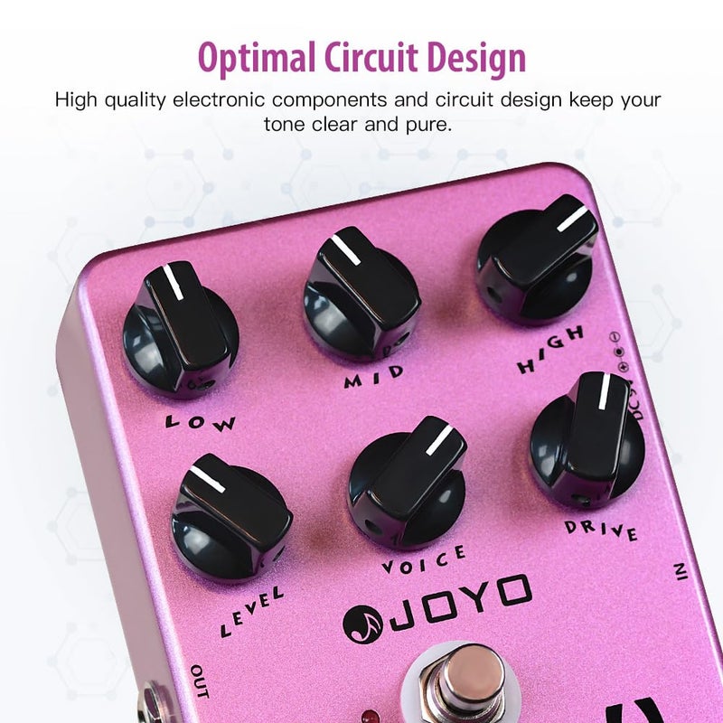 JOYO Overdrive British Rock Amp Simulator Pedal Brit-Rock Era Bluesbreaker Overload for Electric Guitar Effect - Bypass (British Sound JF-16) - Image 3